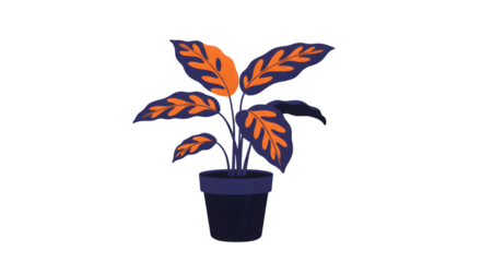 Potted Plant with Orange Leaves on Transparent Background Graphic