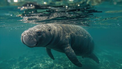 Obraz premium Gentle giant moving just under the water's edge