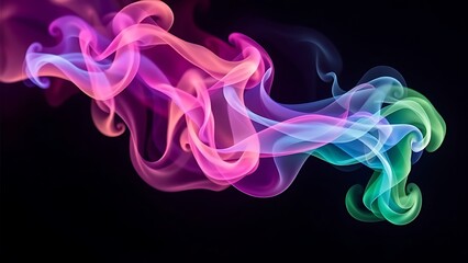 Obraz premium Swirling colorful smoke tendrils in an abstract composition with vibrant gradients against dark negative space.