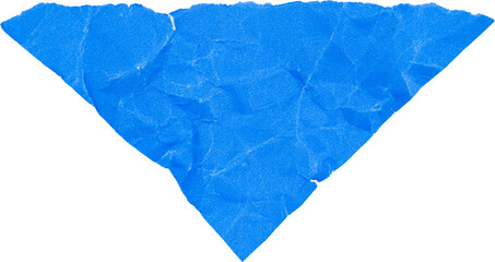 Blue textured paper triangle isolated on white background for creative design or artistic projects