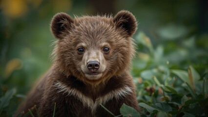 Fototapeta premium Moon Bear Cub Freed at a Wildlife Alliance Facility