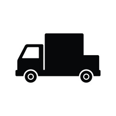 Black Delivery Truck Icon Vector: Logistics, Shipping, and Transportation Symbol
