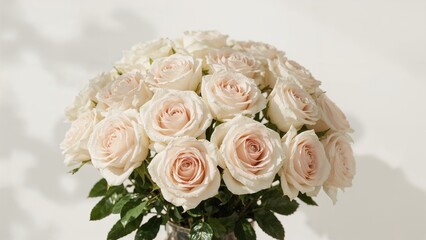 Obraz premium Massive colorful arrangement of newly harvested big gorgeous white-pink roses