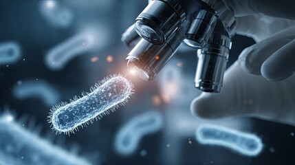 Scientist Examining Bacteria Under Microscope