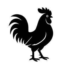 rooster isolated on white background silhouette vector style 