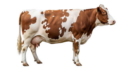 Isolated Brown and White Cow Standing