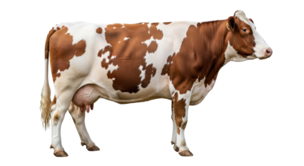 Isolated Brown and White Cow Standing