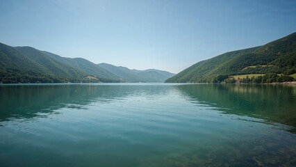 Breathtaking Outlook Over a Scenic Water Reservoir