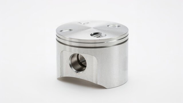 Single Motorcycle Piston Displayed on a White Surface