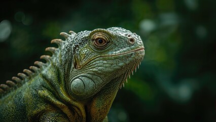 Obraz premium Detailed Close-up of a Green Iguana