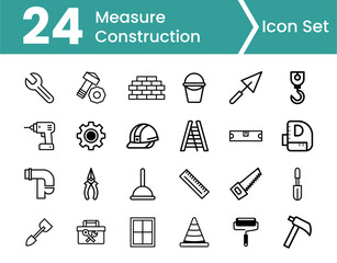 Vector art of construction and building tools icon set isolated on white background