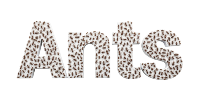Isolated Word 'Ants' Made of Ants