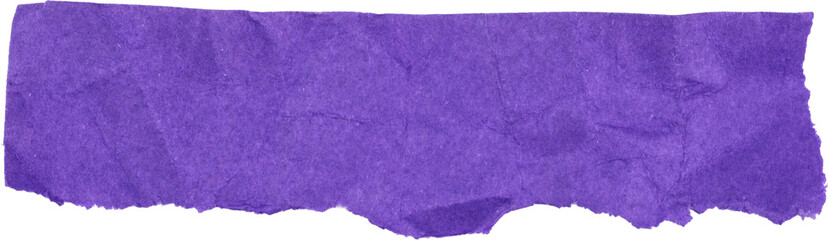 Purple textured torn paper strip isolated on white background for crafting, scrapbooking, or decoration purposes