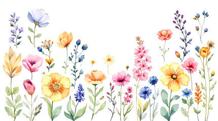 Flowers and butterflies, Set of spring flowers	