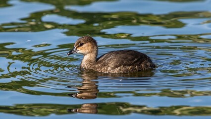 Tiny Grebe - Tachybaptus ruficollis - resting by a tranquil lake, wildlife, waterbird, grebe, small grebe, natural beauty, bird species, aquatic bird, Tachybaptus ruficollis