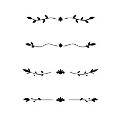 Gold text dividers doodle set. Wedding decorative elements. Divider ornament, borders, floral, vintage line separators. Hand drawn vector illustration isolated on white background. Set page dividers.	