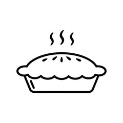 Steaming hot baked pie icon, delicious dessert, freshly made pastry, baked goods food symbol