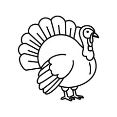 Thanksgiving turkey outline icon, holiday feast bird, poultry graphic, seasonal meal symbol