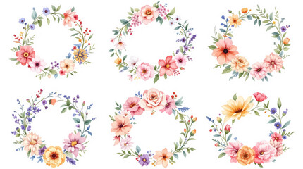 set of floral elements
