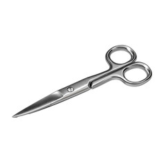 Obraz premium Stainless steel surgical scissors with sharp pointed blades and ergonomic handles, reflecting light with realistic shadows on transparency background, showing precision and clean design