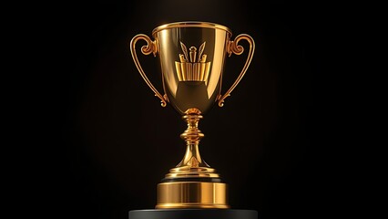 A gleaming gold trophy on display, representing achievement and excellence.