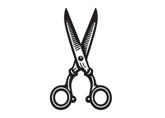 scissor logo silhouette vector, scissor icon vector logo design, hair scissors silhouette vector illustration, silhouette of open scissors, barber scissors logo vector silhouette on white background 
