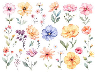 Seamless pastel floral pattern with pink blossoms and vintage garden elements
