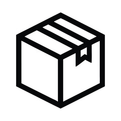 Sealed cardboard package box line icon for shipping and delivery