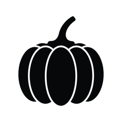 Traditional pumpkin silhouette, autumn vegetable, seasonal harvest, Halloween and Thanksgiving symbol