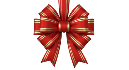 Isolated Red Christmas Bow with Gold Trim