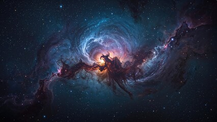 Distant gaseous nebula floating in the cosmic void