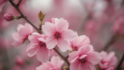 Obraz premium Soft pink pastel flowers with a dreamy blurred backdrop