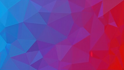 Fototapeta premium Vibrant blue and red polygonal art made of triangles in an origami-inspired geometric layout with a gradient effect. Perfect triangular pattern for corporate use.