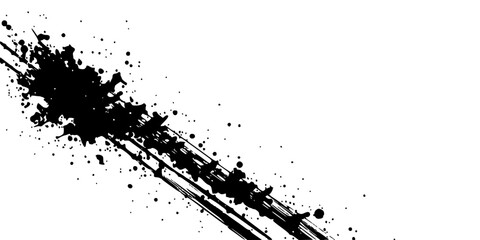 Vector art of abstract black ink splatter and brush stroke isolated on white background