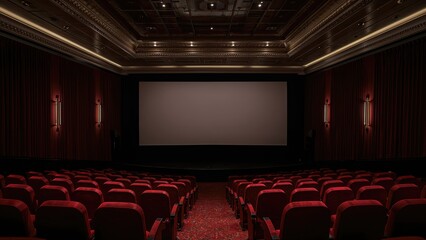 Obraz premium Empty movie auditorium showcasing a black screen