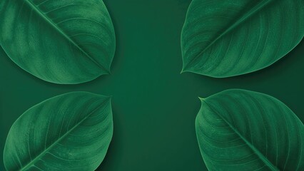 Customizable green leaf pattern featuring white rounded corners for text or logo placement