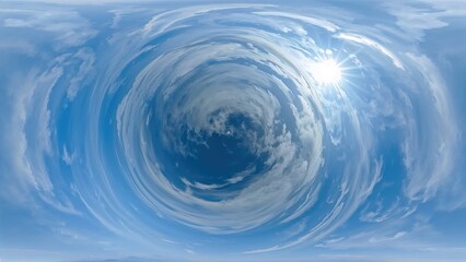 Full zenith equirectangular seamless sky panorama showcasing Cirrus clouds, designed for 360&Acirc;&deg; aerial imagery and video game environments.