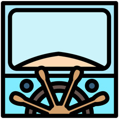 Wheelhouse outline color icon, mini illustration for ocean, marine, sea and nautical UI, UX kit, app and web development, digital or print. © arga muria