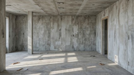 Obraz premium Drawing of an incomplete room section set for surface treatment