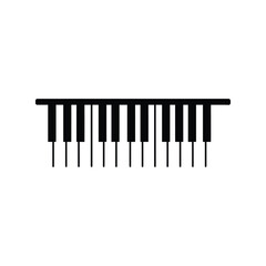 Piano keys silhouette vector icon, musical instrument keyboard graphic, education symbol isolated