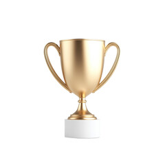 Golden trophy on white base with dual handles