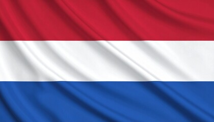 Obraz premium Netherlands flag with horizontal red, white, and blue stripes representing national heritage and identity