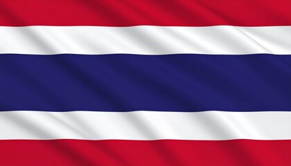 Fototapeta premium Flag of Thailand with five horizontal stripes — red, white, blue (twice as thick), white, red — representing national pride and identit