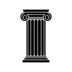Obraz premium Classic ionic column silhouette, ancient architecture symbol, historical monument graphic