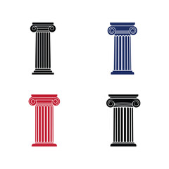 Set of ancient Ionic columns in different colors, historical architecture and heritage vectors © azad
