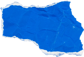 Blue torn paper texture isolated on white background for creative design projects and backgrounds