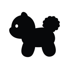 Cute poodle dog silhouette vector illustration. Adorable puppy, pet, companion, animal, and toy graphic symbol.
