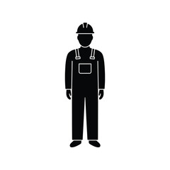 Construction worker in hard hat silhouette vector. Builder, handyman, engineer, industrial labor, and safety symbol.