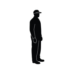 Profile of a standing male worker silhouette vector. Blue-collar professional, technician, craftsman, and labor force icon.