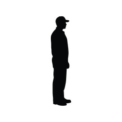 Profile of a standing male worker silhouette vector. Blue-collar professional, technician, craftsman, and labor force icon.